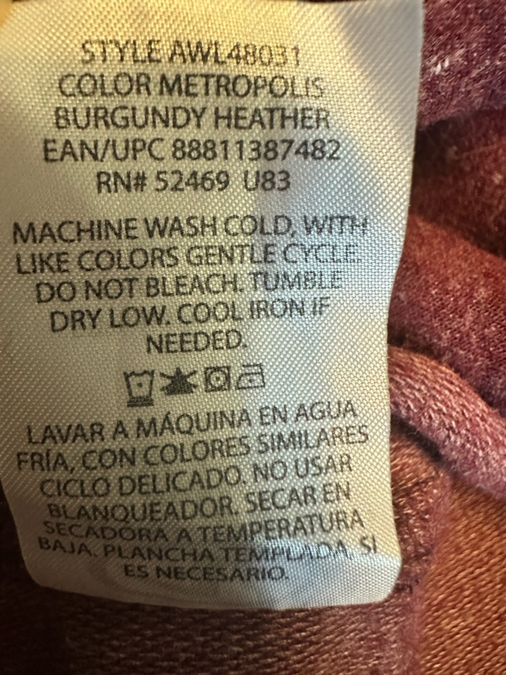 Athletic‎ Works Maroon Hoodie Size XL Cozy Pullover Sweatshirt Athleisure - Picture 10 of 12